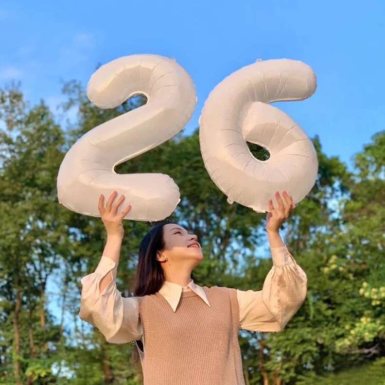 Bong Bóng Lõi Nhôm 32 Inch Hình Chữ Số Dùng Trang Trí Tiệc Sinh Nhật