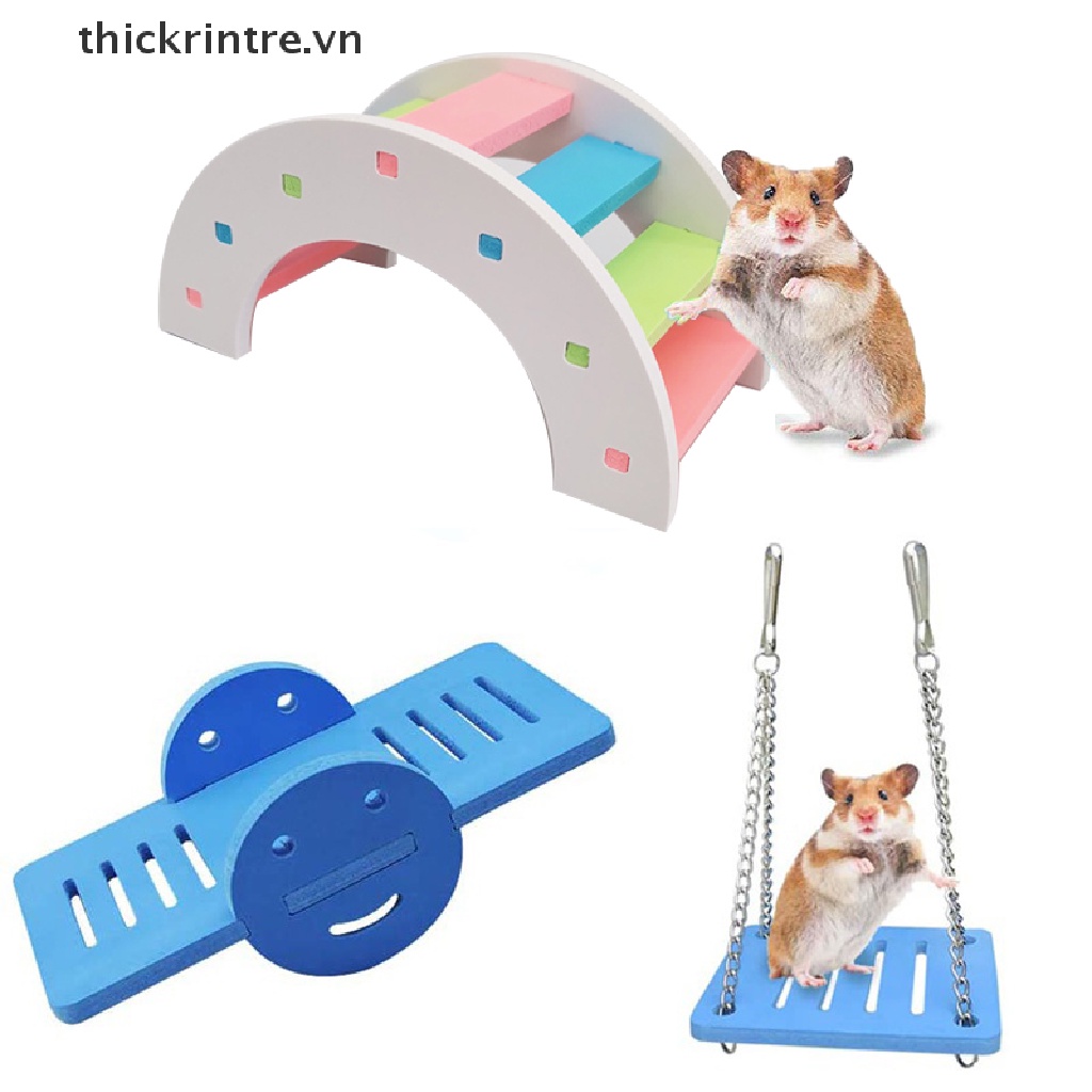 Xích Đu Cầu Vồng Đồ Chơi Bằng Gỗ Cho Chuột Hamster