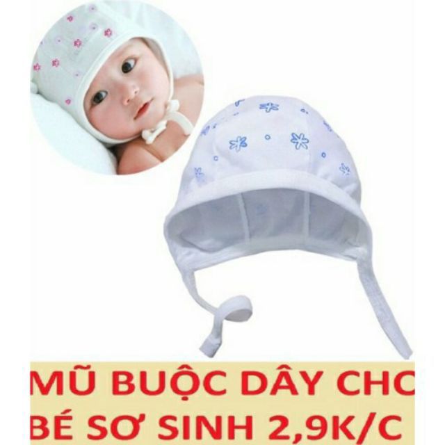 Mũ buộc dây cho bé sơ sinh