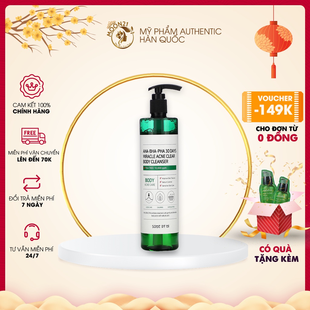 Sữa tắm sạch mụn lưng Some By Mi AHA-BHA-PHA 30 Days Miracle Acne Clear Body Cleanser 400ml Auth Hàn Quốc