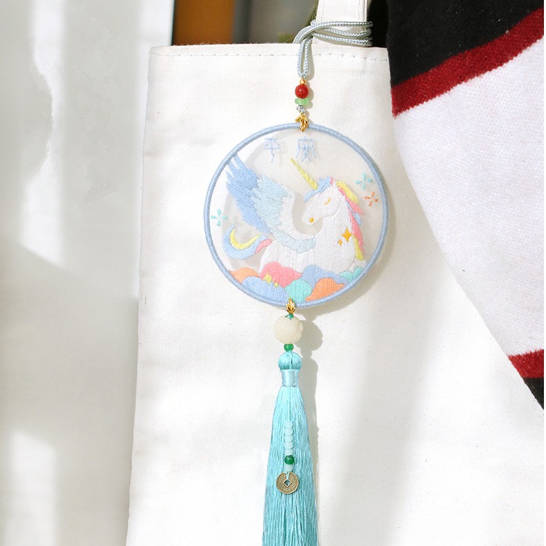 Thêu Handmade/Phụ Kiện/Mặt phụ kiện tranh treo móc khóa/túi xách kiêm thẻ kẹp sách thêu họa tiết cổ trang thủ công tự làm cho nữ