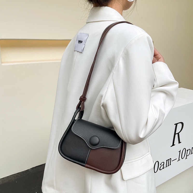 Túi đeo chéo nữ, túi xách đeo vai da mềm vá màu thời trang 354