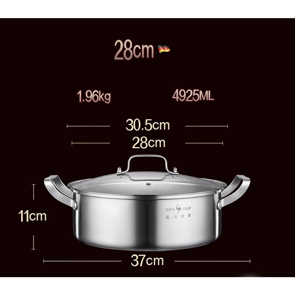 Nồi lẩu 2 ngăn dùng được bếp từ inox 304 cao cấp 28cm/30cm