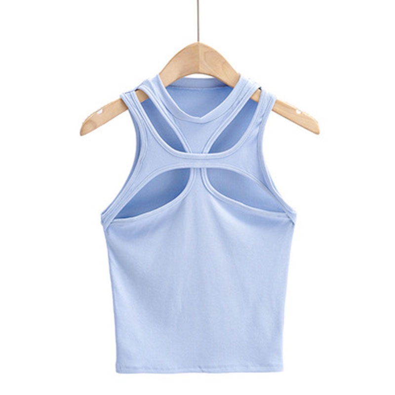 Áo tanktop TODOBLACK dệt kim tay ngắn cổ tròn màu trơn thời trang mùa hè quyến rũ cho nữ