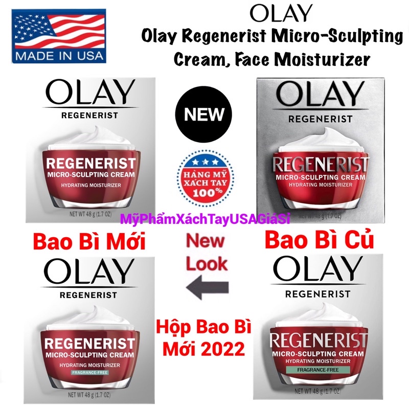 [Hàng Mỹ]Kem dưỡng ẩm chống lão hóa Olay Regenerist Micro-Sculpting Cream Face Moisturizer 48g