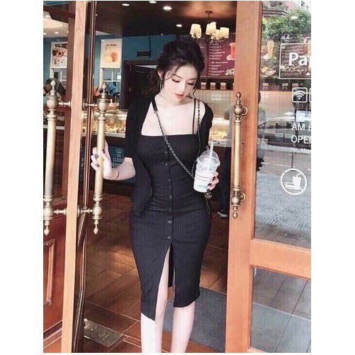 ⚡SALE⚡ SET ĐẦM ÔM BODY KÈM ÁO KHOÁC NGOÀI CHUẨN VNXK, dự tiệc, đi dạo phố