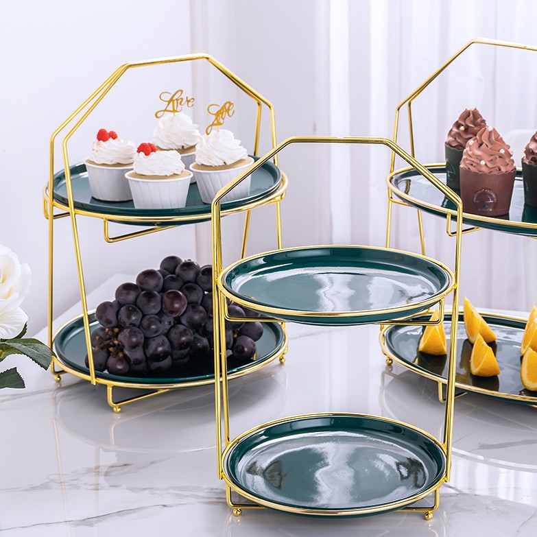 Khay đựng bánh kẹo hoa quả 2 tầng