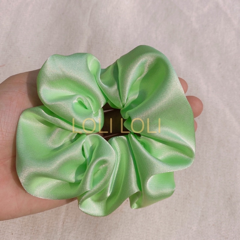 Scrunchies cột tóc phi lụa cỡ lớn màu trơn đơn giản