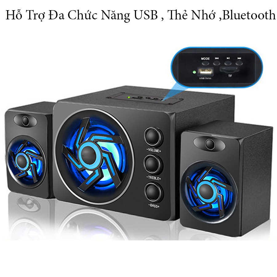 {SIÊU SALE} Bộ 3 Loa Vi Tính Để Bàn SADA D-209 Âm Thanh Trầm Hỗ Trợ Bluetooth, USB, Thẻ nhớ, Jack 3.5