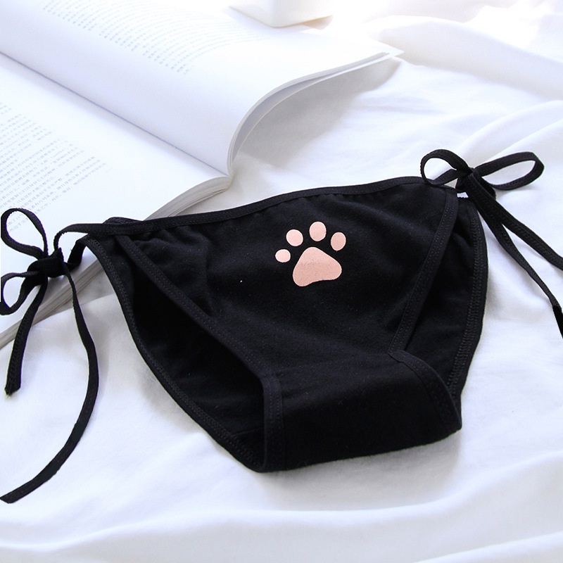 Quần lót AIJOLEN vải cotton eo thấp in họa tiết dấu chân cún thoáng khí thời trang dễ thương quyến rũ cho nữ