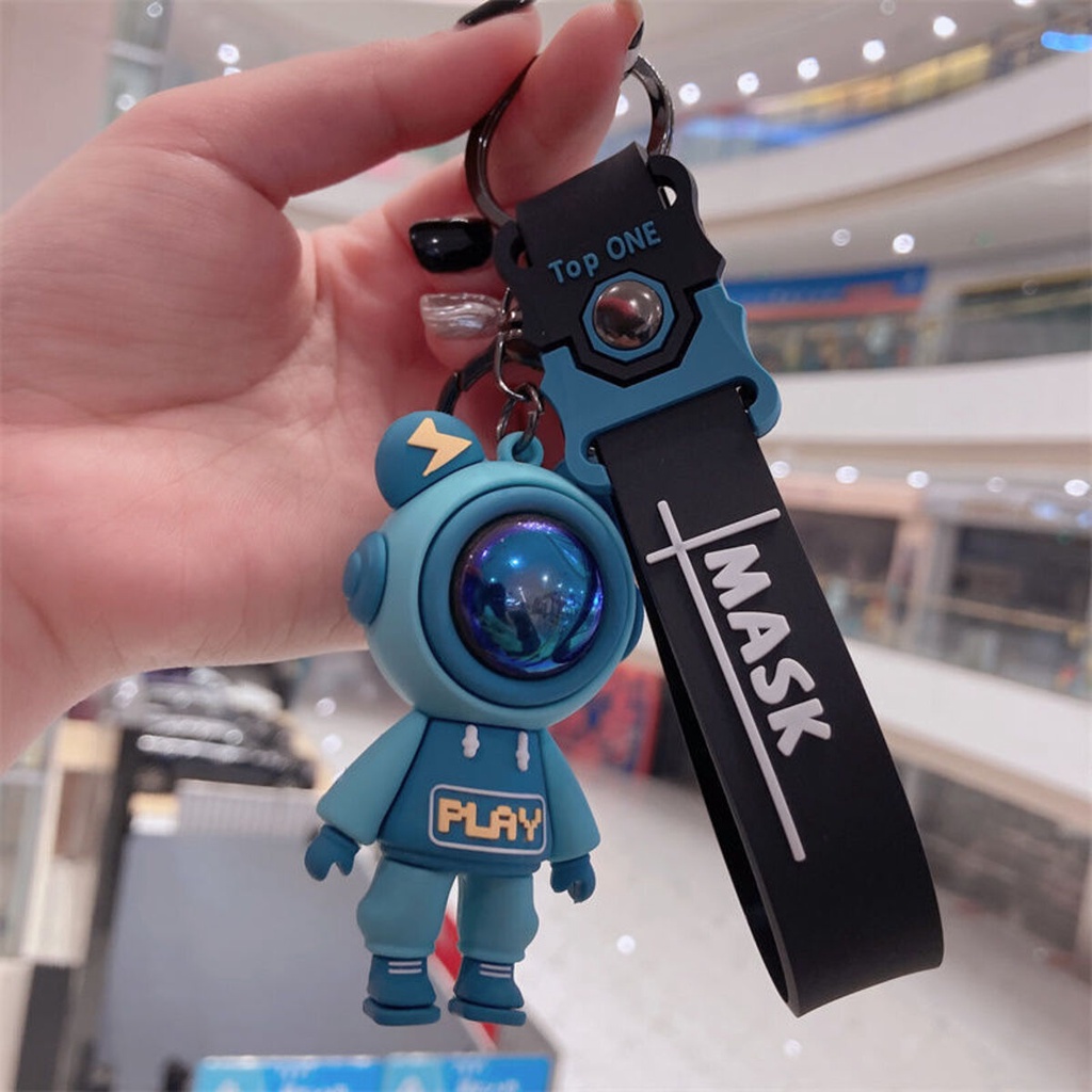 Móc khóa cute Asta Accesoriesô tô hình gấu anime màu đen xanh chết liệu cao su nhựa siêu bền - Móc khoá Astro