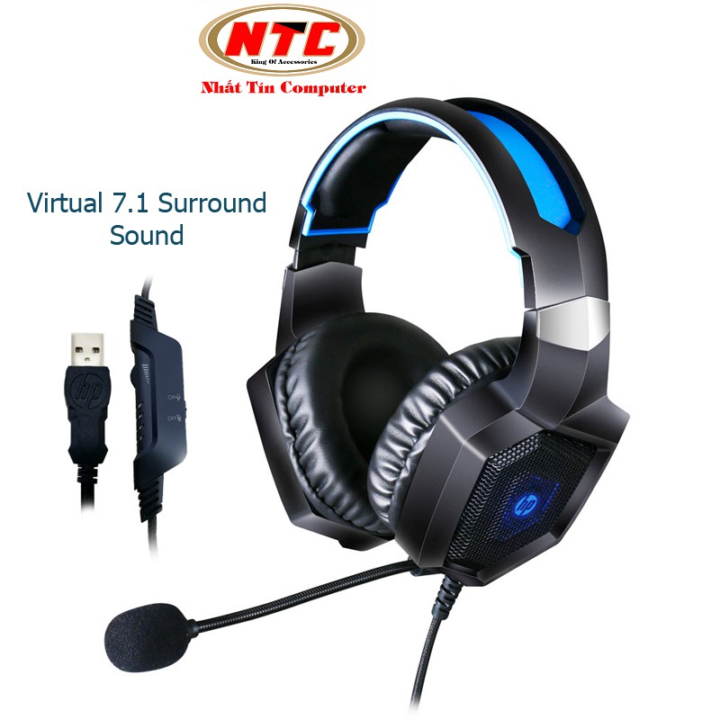 Tai nghe 7.1 chuyên game HP H320GS led xanh blue - âm thanh stereo cực chuẩn (Đen)
