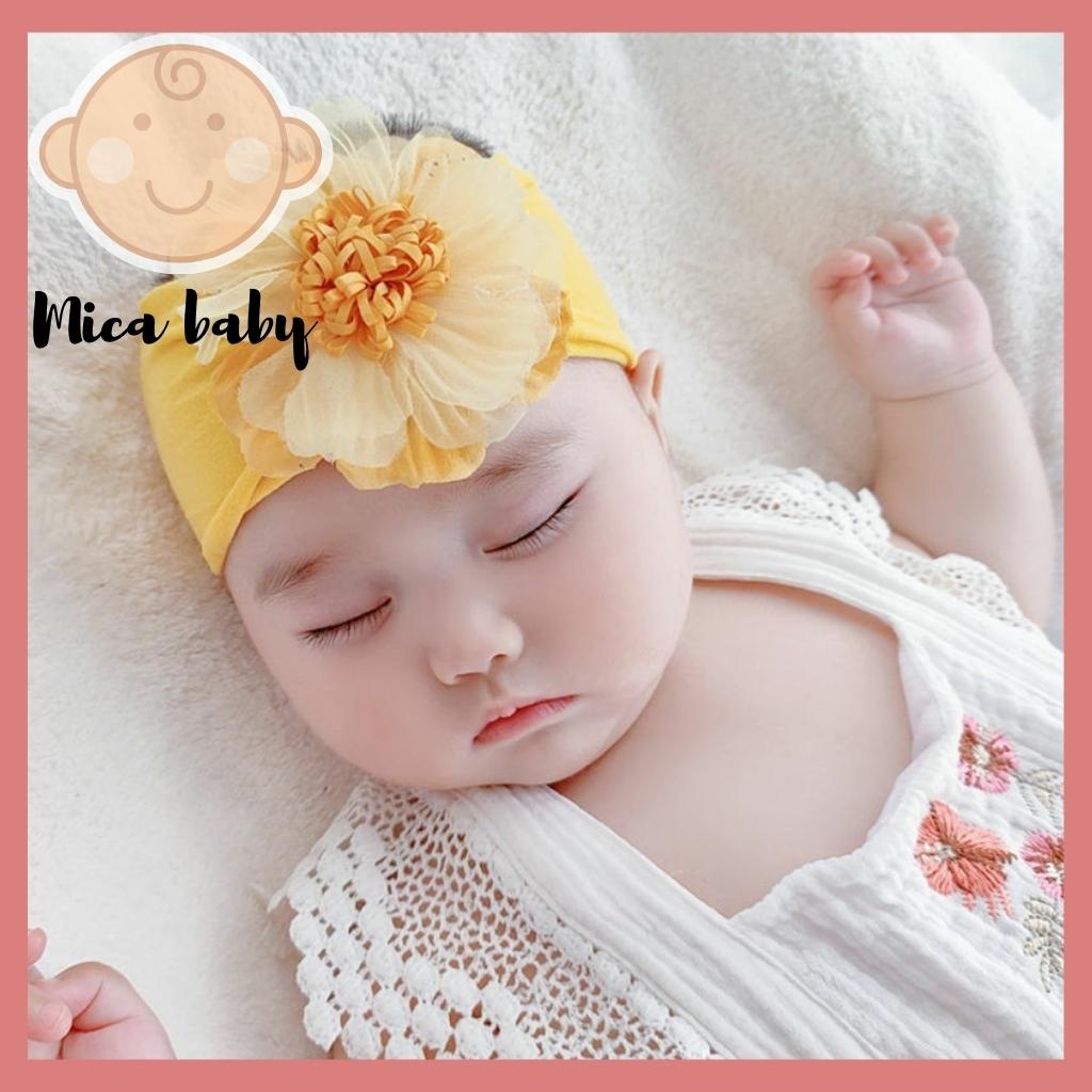 Set băng đô hoa voan kèm nơ gân đáng yêu có hộp đựng đáng yêu cho bé gái BD40 Mica Baby