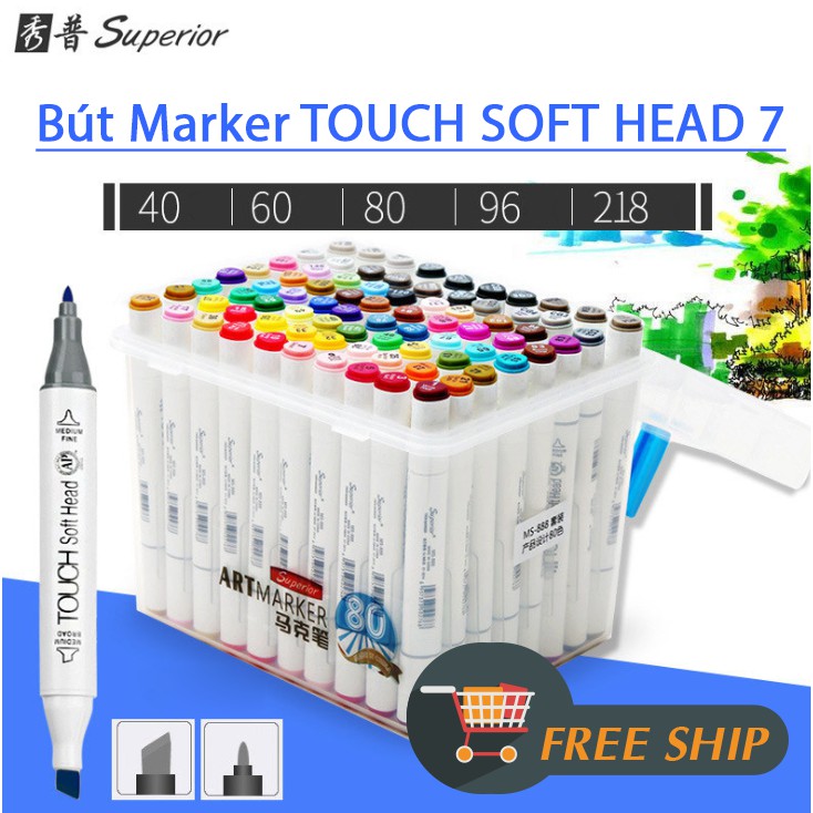 Bút Marker TOUCH SOFT HEAD 7 Bộ 60 Màu - 80 Màu