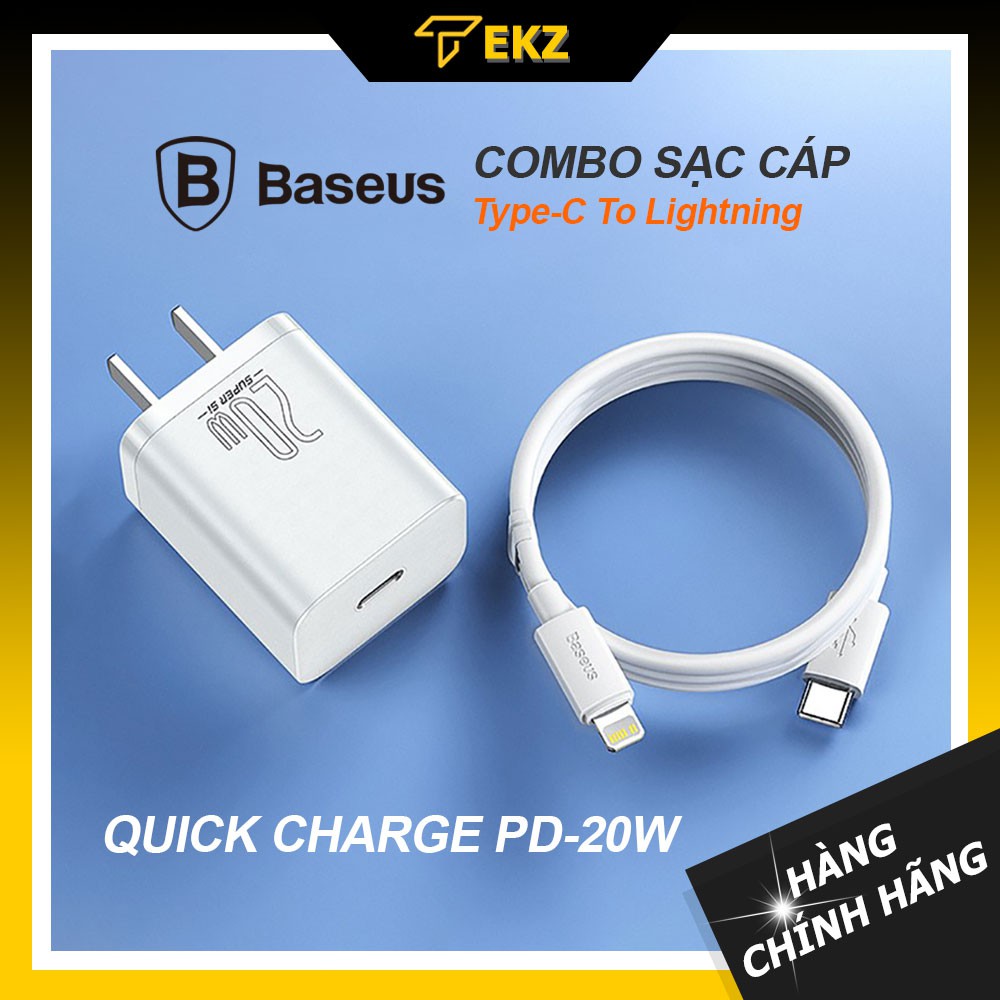 Củ Sạc PD 20W + Cáp Sạc Nhanh iPhone Super Si Cho iPhone 12 Pro Max, Hỗ TRợ PD3.0, QC,3.0, Apple 2.4A