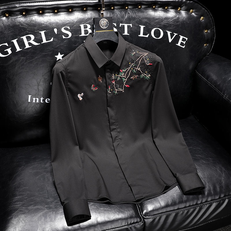 ❁Áo Sơ Mi Nam Dài Tay Thêu Họa Tiết Chất Lượng Cao Thời Trang Xuân Thu Size s 2022