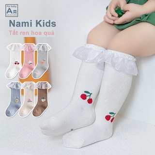 V9:D4 Tất vớ ren hoa quả mềm mại co giãn dễ thương cho bé gái