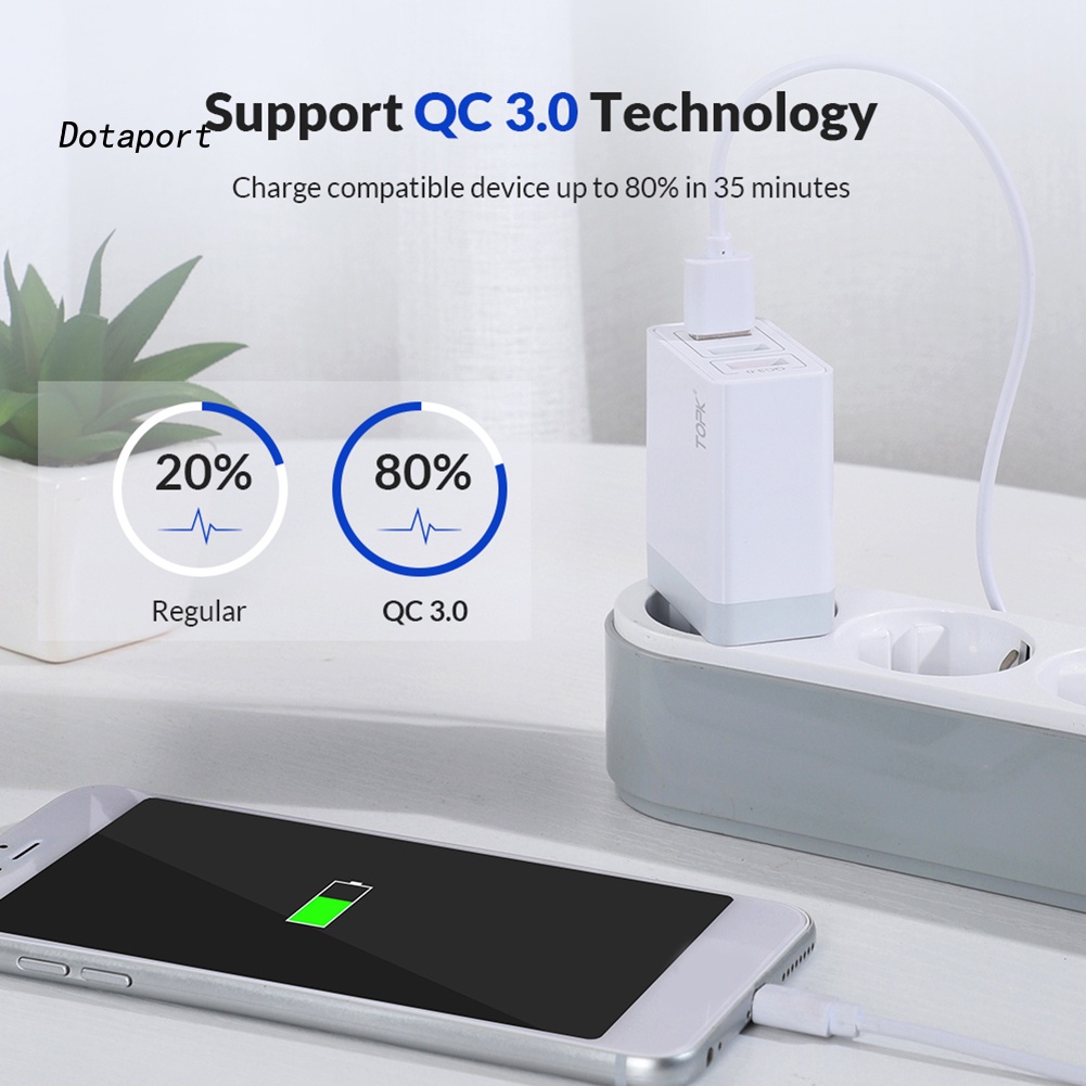 TOPK Củ Sạc Nhanh Doanh Nhân 30w Qc3.0 3 Cổng Usb