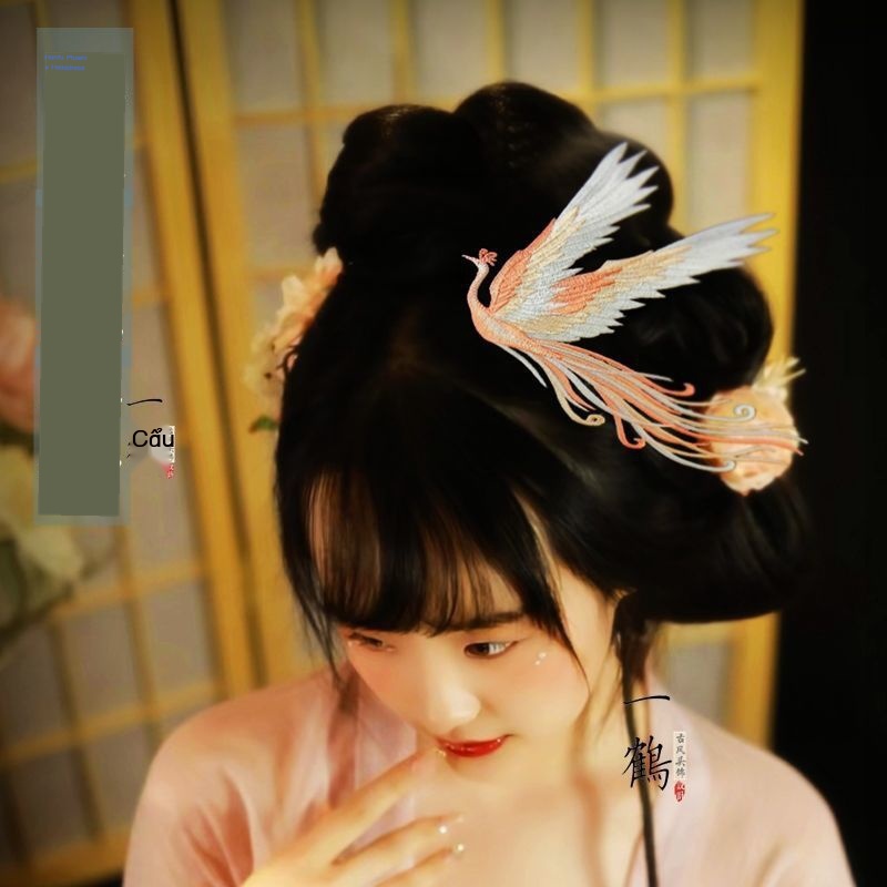 [Aishang Trang Sức Đẹp] Kẹp Tóc Hình Chim Phượng Hoàng Siêu Cổ Tích {Phoenix.}Phụ Kiện Kẹp Tóc Hán Phục Cổ Điển Thêu Họa Tiết Hoa Và Chim Hạc Độc Đáo