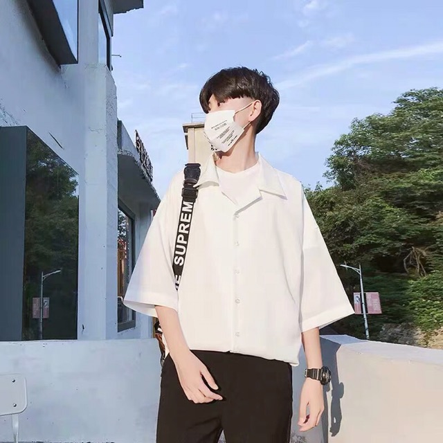 Áo Sơmi trơn tay lỡ