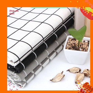 Vải bố caro kẻ đen trắng ghi dùng làm phông nền chụp ảnh đẹp Hàn Quốc