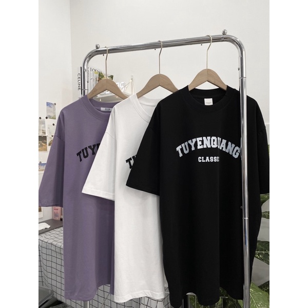Áo thun tay lỡ tỉnh tuyên quang kèm ảnh thật gó 3 màu đen/trắng/tím