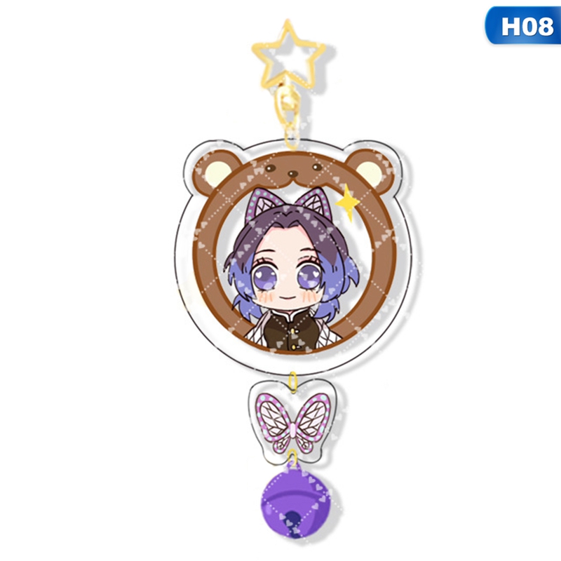 flowersqueen Móc Khóa Thiết Kế Mặt Hình Hoạt Hình Demon Slayer Với 8 Kiểu Dáng Dễ Thương