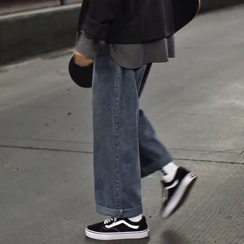 Quần bò jeans ống rộng vân oversize Ulzzang siêu chất ❤️