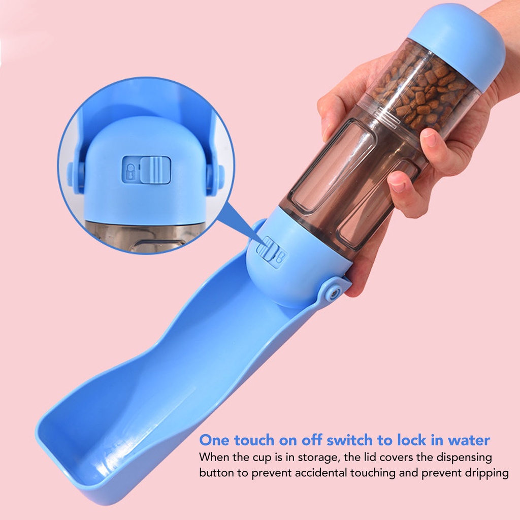 Oxygen072 Bình nước di động cho thú cưng – Dụng cụ uống nước cầm tay du lịch tiện dụng cho chó mèo - Đa chức năng có dây buộc 300ml