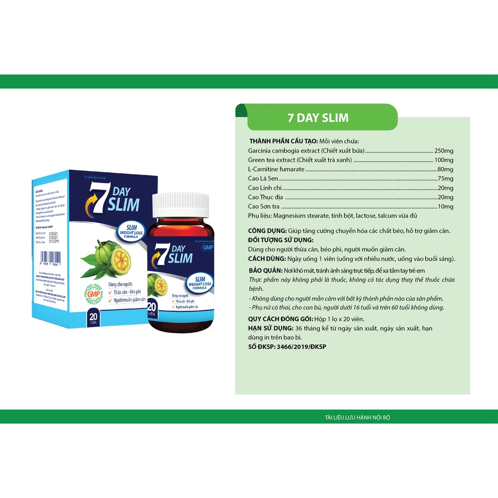 Viên Uống 7 Day Slim Giup Tăng Cường Chuyển Hóa Chất Béo, Hỗ Trợ Giảm Cân