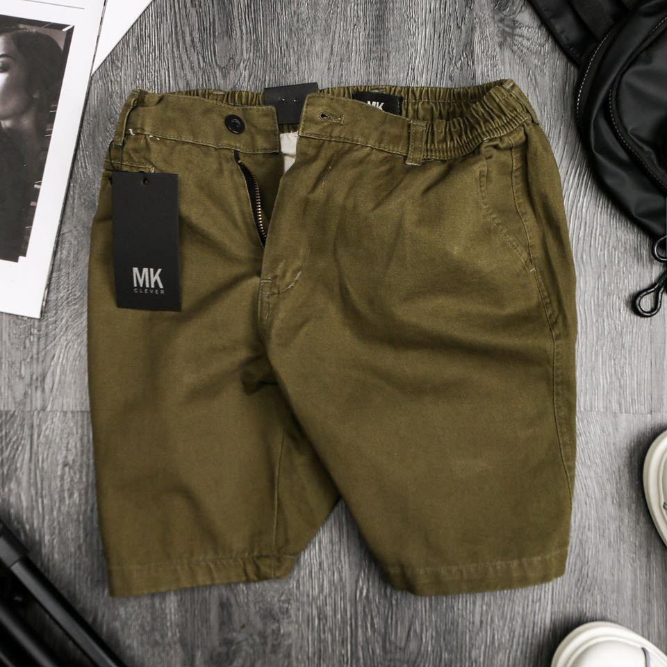 Quần Short Kaki MK Nam Nữ Chất Mềm Mịn Co Giãn Full Tem Mạc