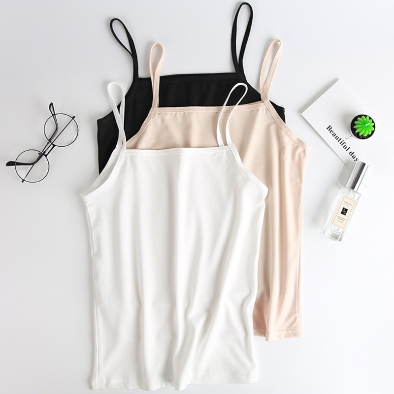 Áo Hai Dây Dáng Ngắn Màu Sắc Trơn Dễ Phối Đồ Cho Nữ