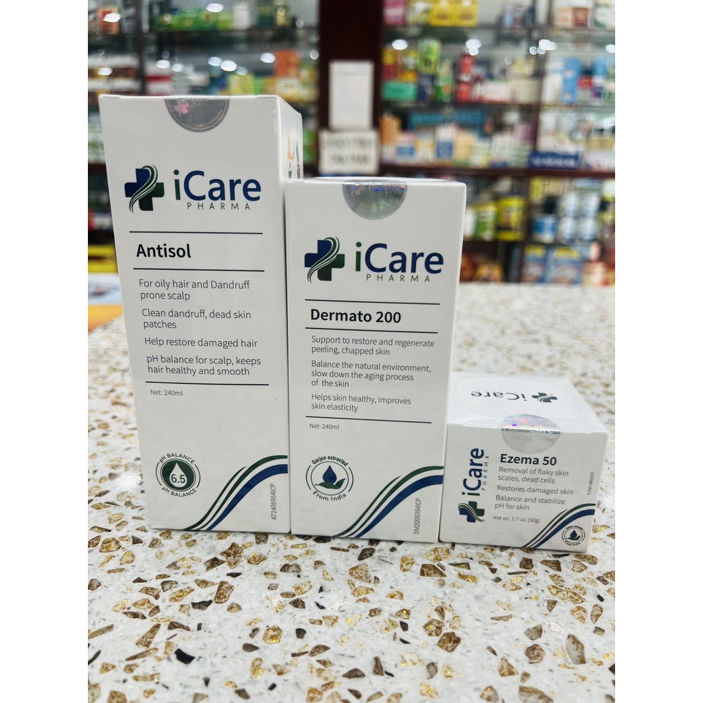 Bộ 3 sản phẩm sạch gàu, nấm da đầu của Icare Pharma