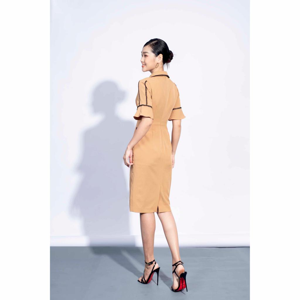 Đầm ôm, bút chì, cổ sen MMOutfit M-DA080421213