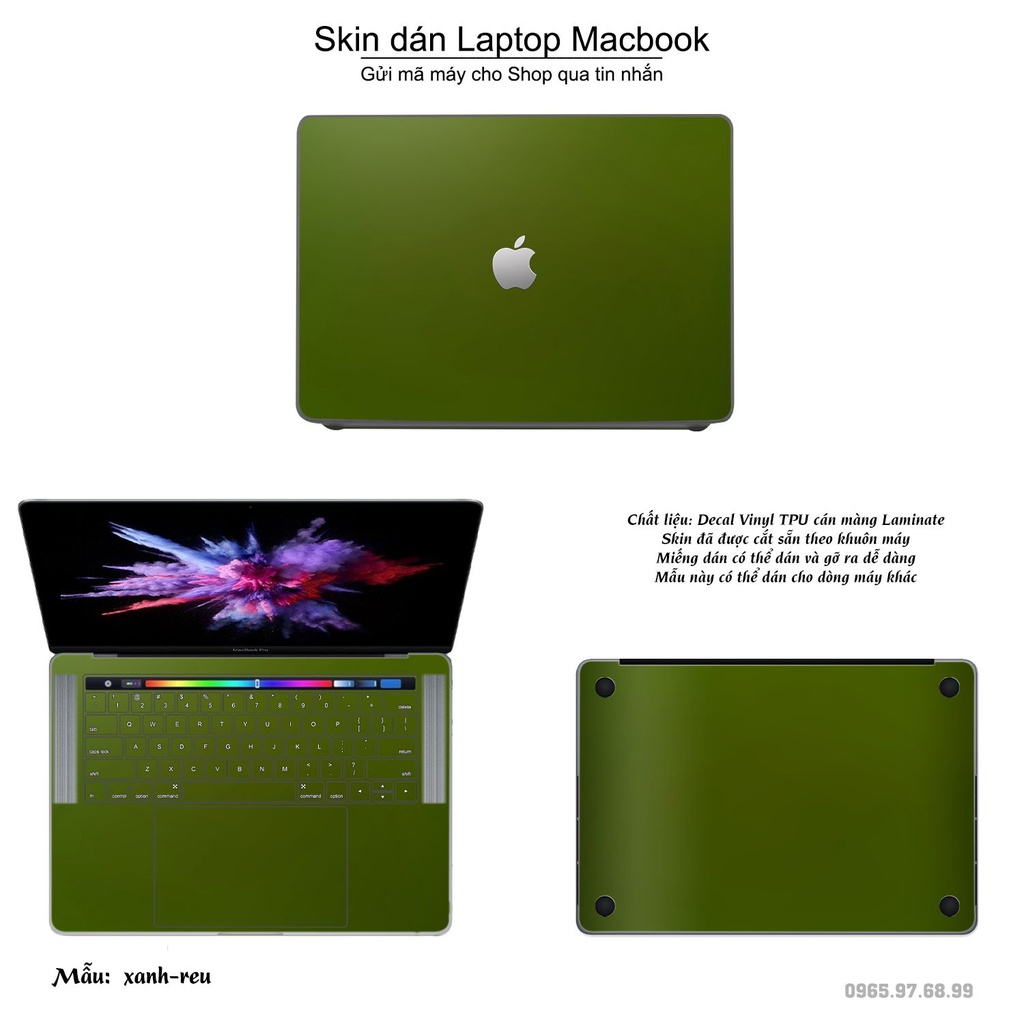 Skin dán Macbook mẫu Aluminum Chrome xanh ngọc (đã cắt sẵn, inbox mã máy cho shop)
