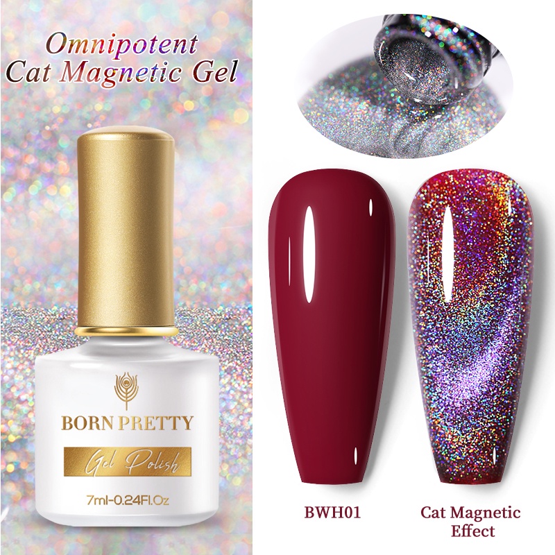 Sơn móng gel holo BORN PRETTY 7ML hiệu ứng từ tính mắt mèo sáng bóng lấp lánh