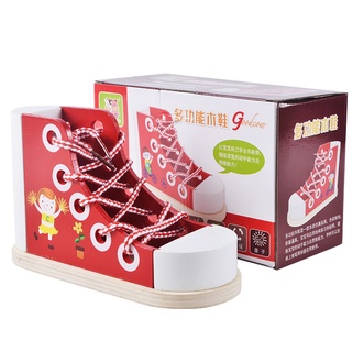 Giầy gỗ cho bé tập buộc dây giầy