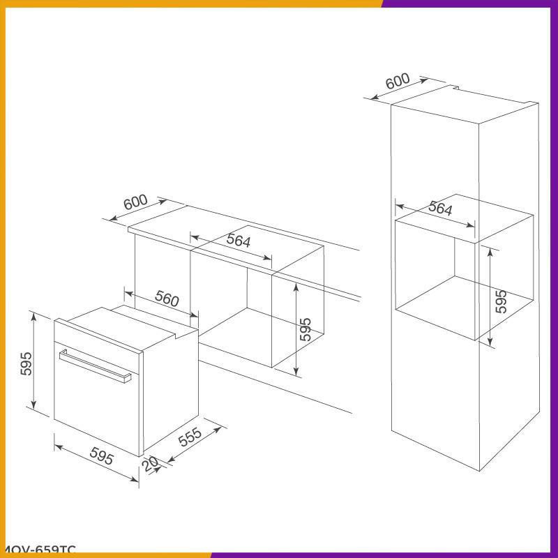 Lò nướng âm tủ Malloca  MOV - 659TC , Dung Tích 70 Lít nhập khẩu nguyên chiếc ( CHÍNH HÃNG PHÂN PHỐI )