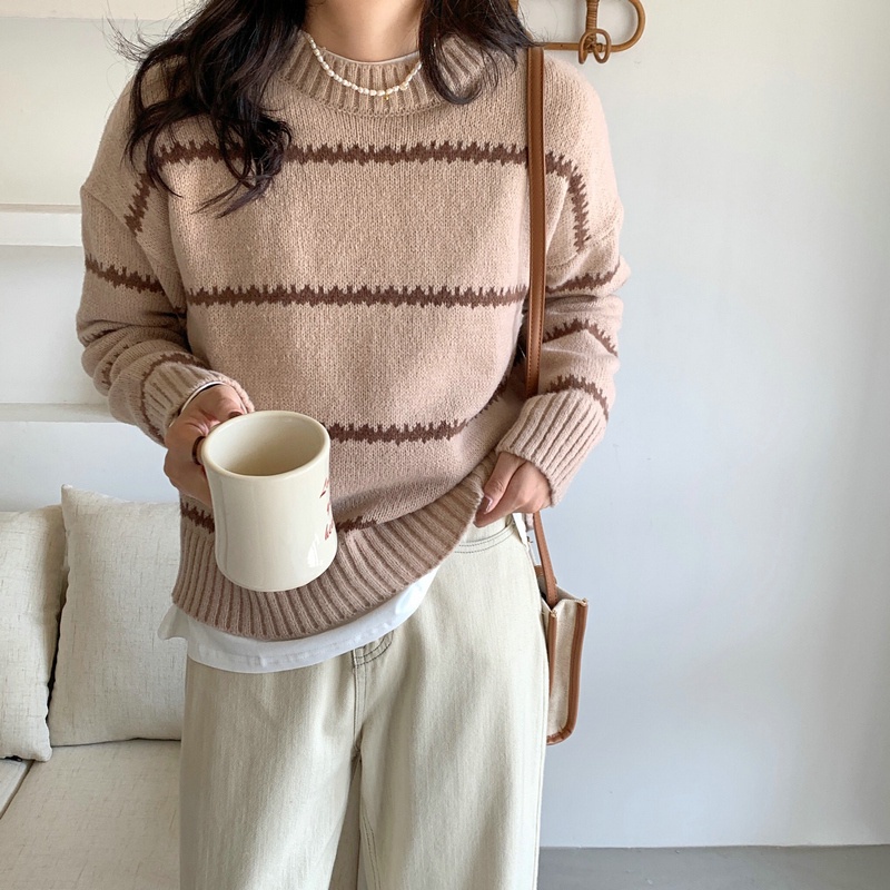 SUXI Áo sweater dài tay dáng rộng thiết kế mới thời trang theo phong cách hàn quốc cho nữ