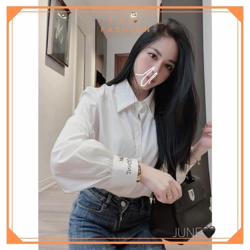 Áo Sơ Mi Nữ Trắng Cổ Đức Tay Chữ Tep Fashion - ASM004