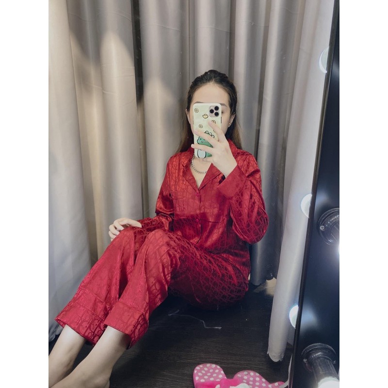 Bộ Pijama Mặc Ở Nhà - Bộ Lụa Gấm Dài Tay Họa Tiết Đẹp | BigBuy360 - bigbuy360.vn