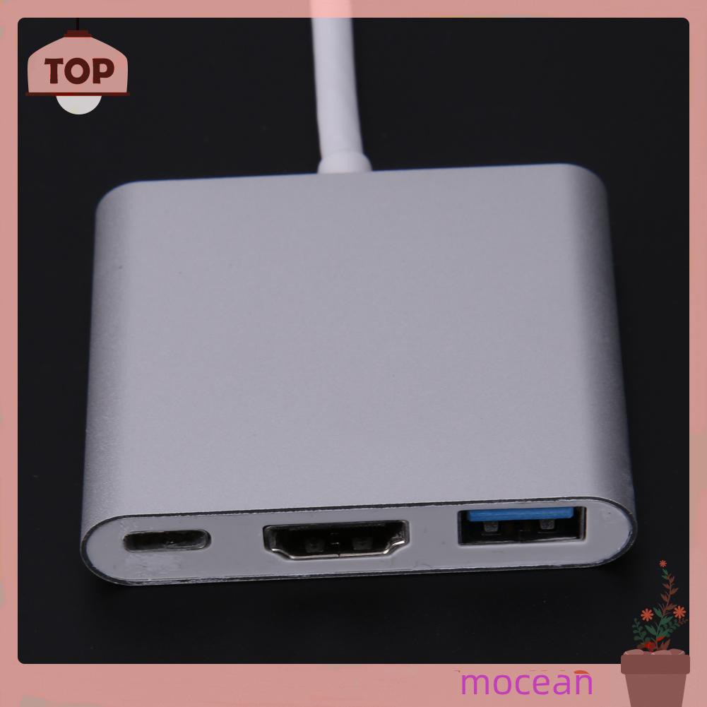 Mocean Type C 3.1 to USB3.0+ HDMI-compatible+Type C Female Charger Adapter for Apple Macbook