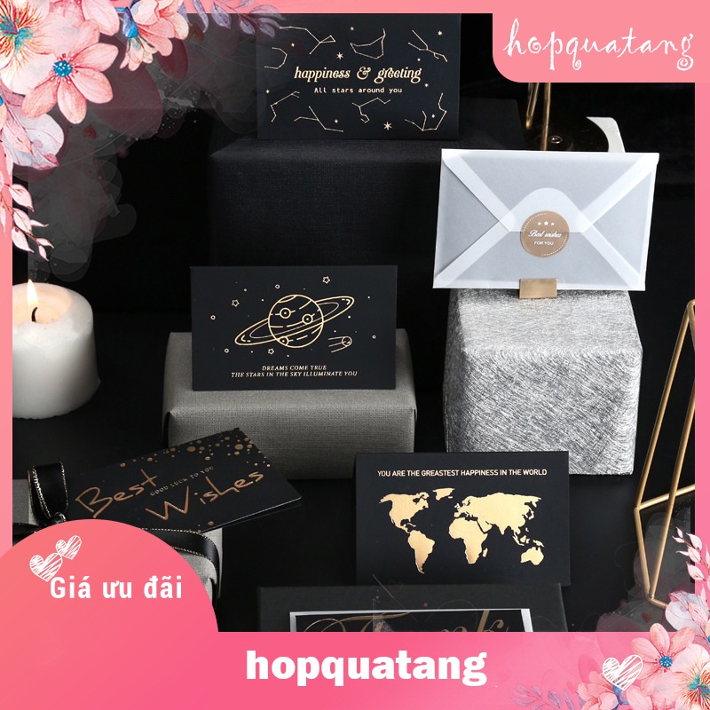Thiệp Kèm Thư Nhãn Dán Màu Đen Sang Trọng Thiệp Để Hộp Quà Tặng