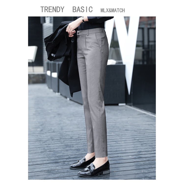 Quần Baggy quần tây công sở nữ lưng cao 2 nút ngang màu xám cực cute luôn nha | BigBuy360 - bigbuy360.vn