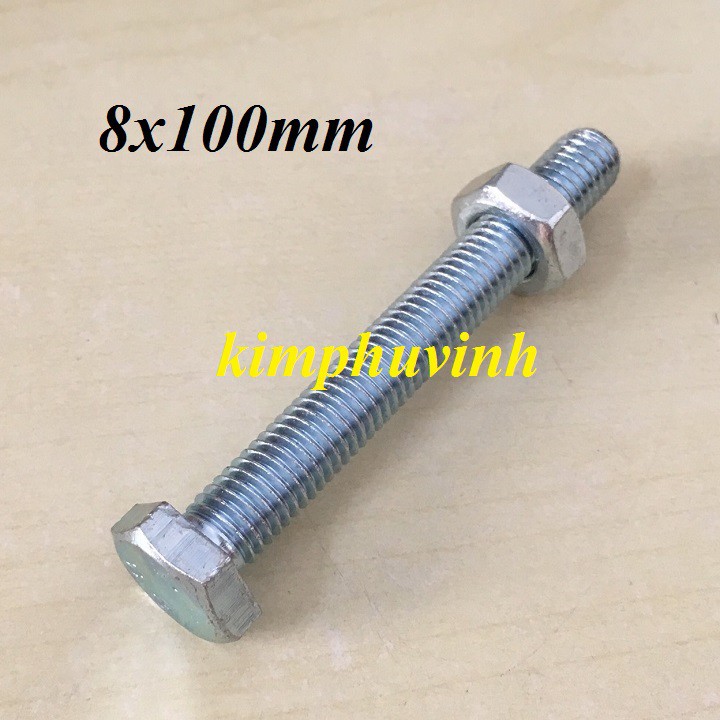 10 BỘ -  8x100MM BULONG LỤC GIÁC 8 li