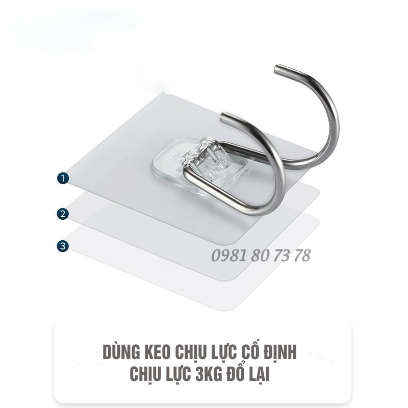 Móc dán tường inox 304 siêu chắc, móc 2 chân