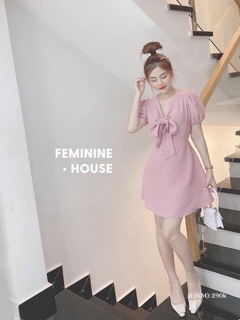 Đầm xoè voan thắt nơ ngực