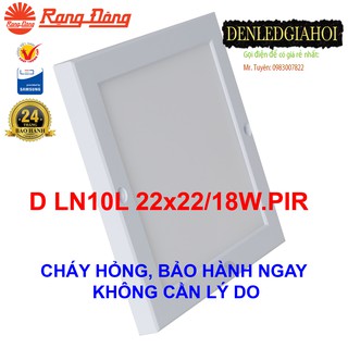 Đèn led ốp trần 18W Rạng Đông siêu mỏng cảm biến ánh sáng và chuyển động Model  D LN 10L 220x220/18w.PIR