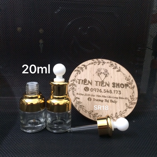 Chai thuỷ tinh serum dáng trụ 20ml, 30ml đầu bóp