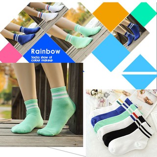 Đôi vớ cotton thể thao nhiều màu kẻ sọc dễ thương cho nam nữ